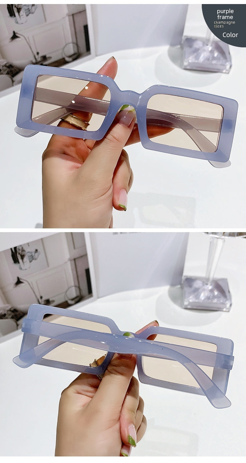 Stylish Beach Jelly Color Square Frame Sunglasses