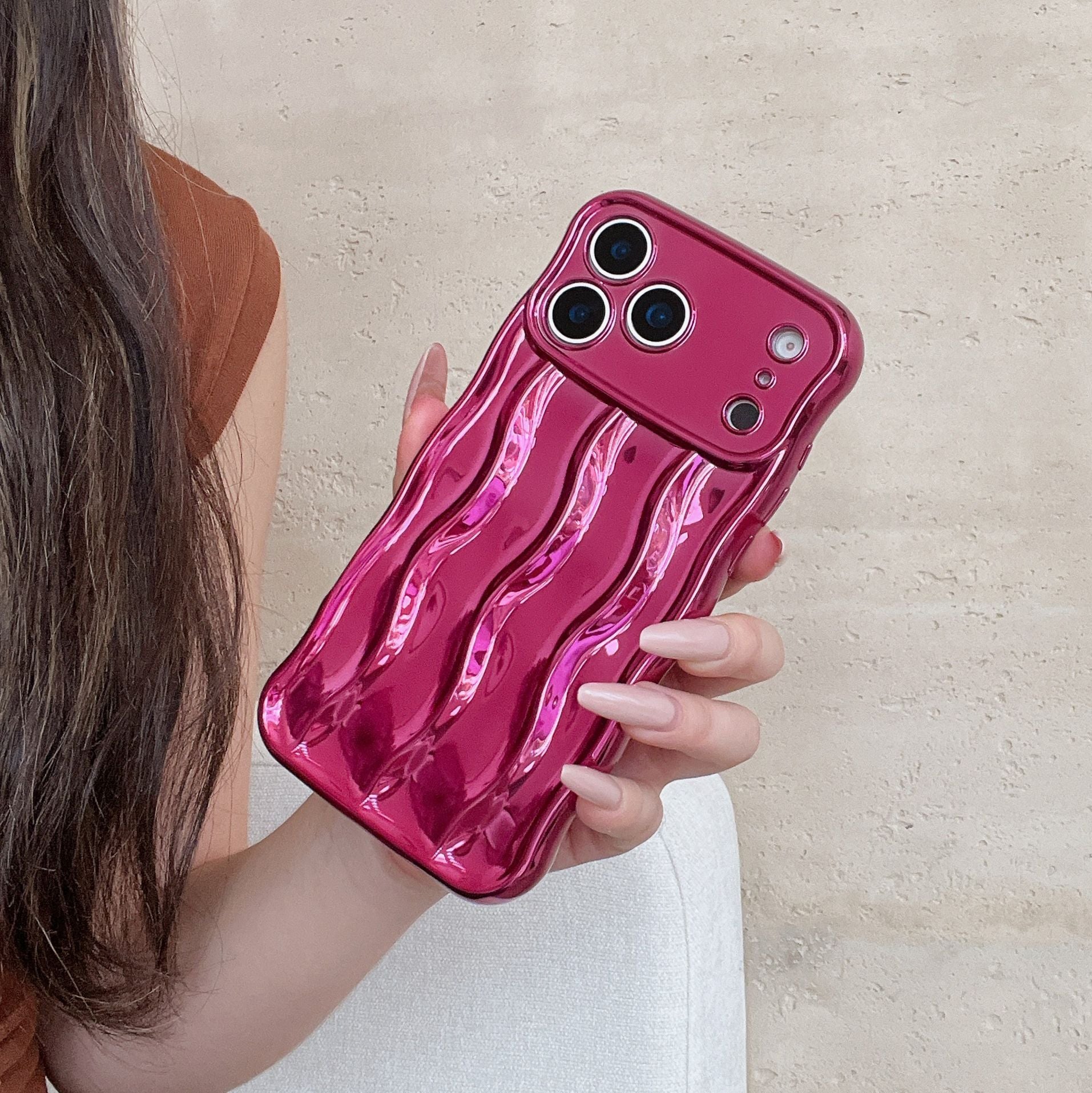 Solid Color Plating Advanced Sense Stripe Phone Case