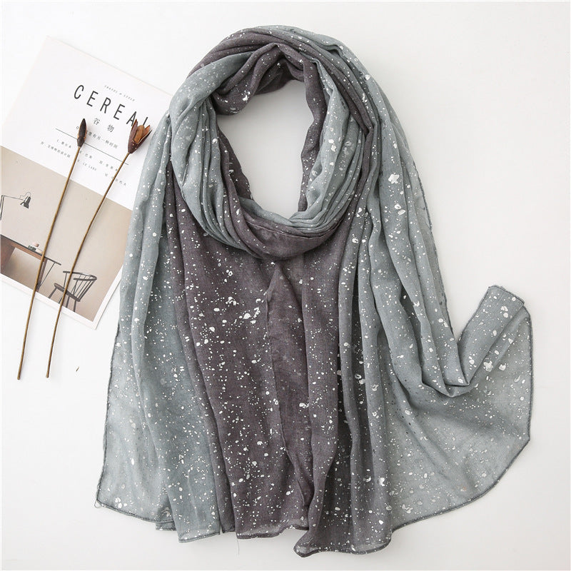 Hot Silver Gradient Personalized Scarf Thickened Warm Scarf Dual-use Shawl