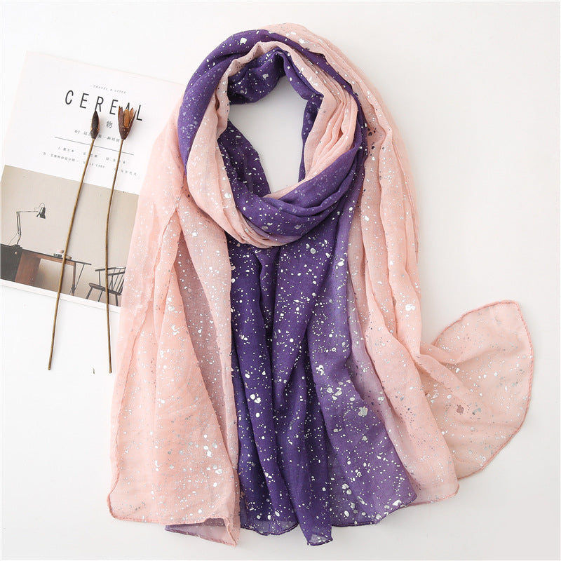 Hot Silver Gradient Personalized Scarf Thickened Warm Scarf Dual-use Shawl