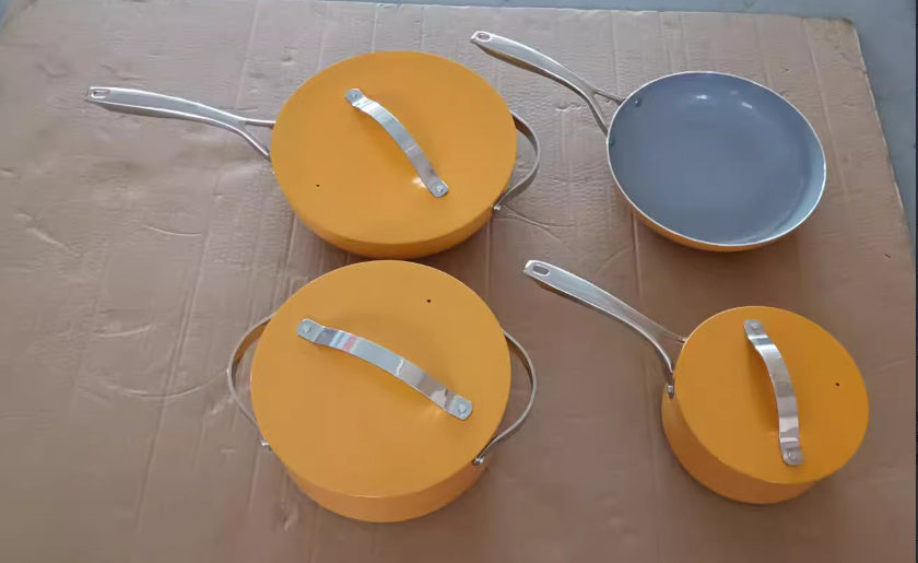 Aluminum Ceramic Wok Frying Pan Milk Pot Holiday Gift Suit