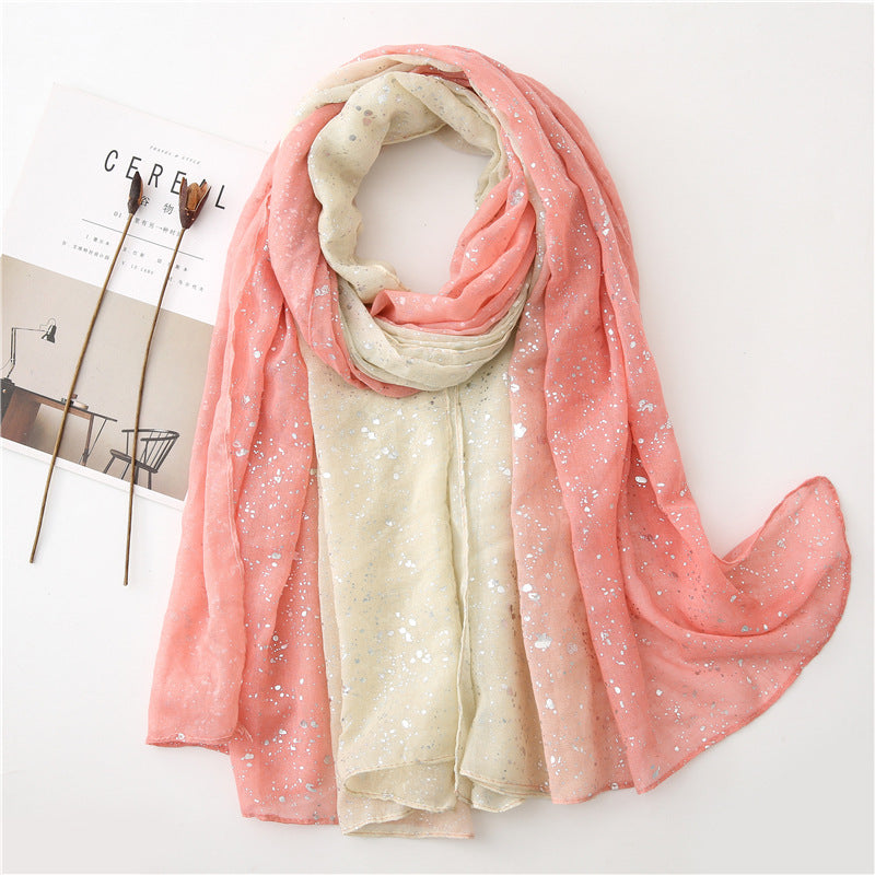 Hot Silver Gradient Personalized Scarf Thickened Warm Scarf Dual-use Shawl