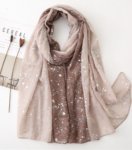 Hot Silver Gradient Personalized Scarf Thickened Warm Scarf Dual-use Shawl