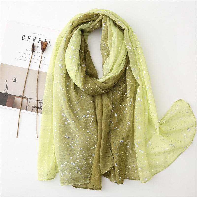 Hot Silver Gradient Personalized Scarf Thickened Warm Scarf Dual-use Shawl