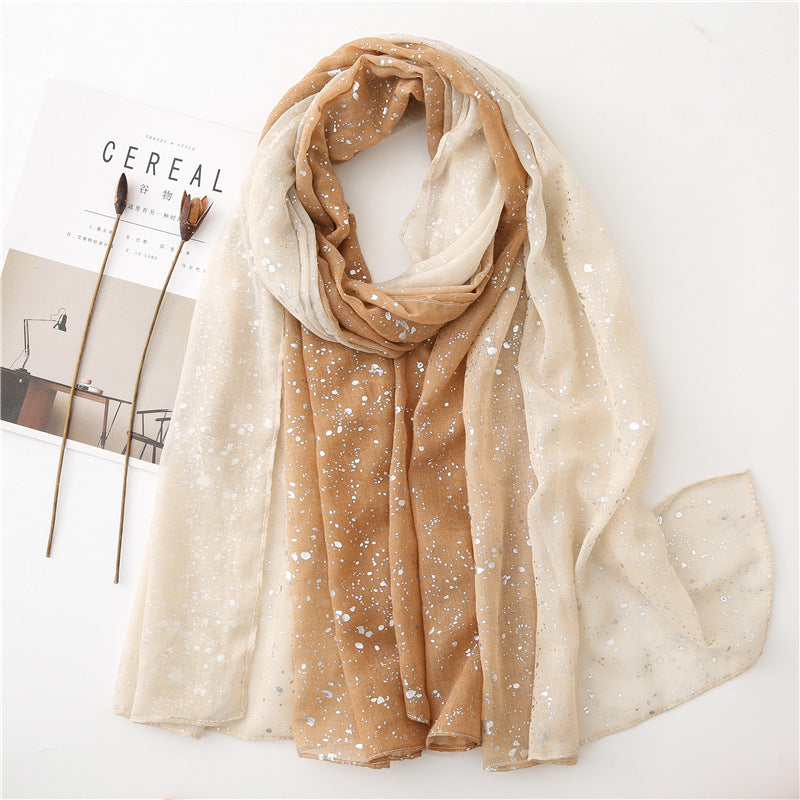 Hot Silver Gradient Personalized Scarf Thickened Warm Scarf Dual-use Shawl