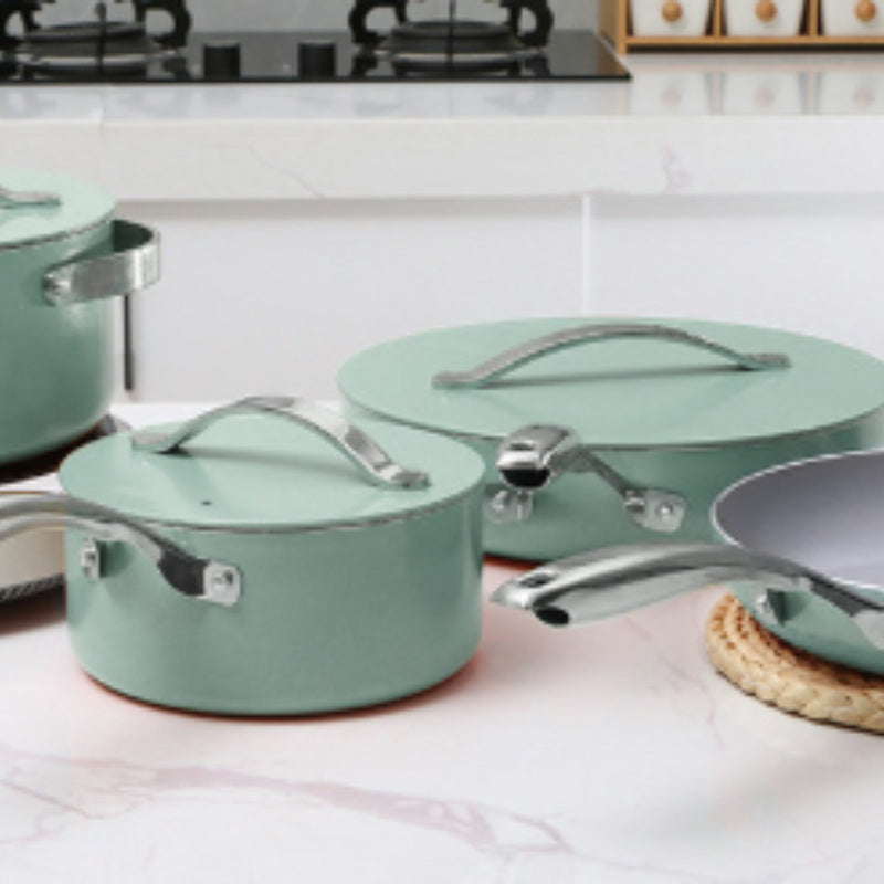 Aluminum Ceramic Wok Frying Pan Milk Pot Holiday Gift Suit