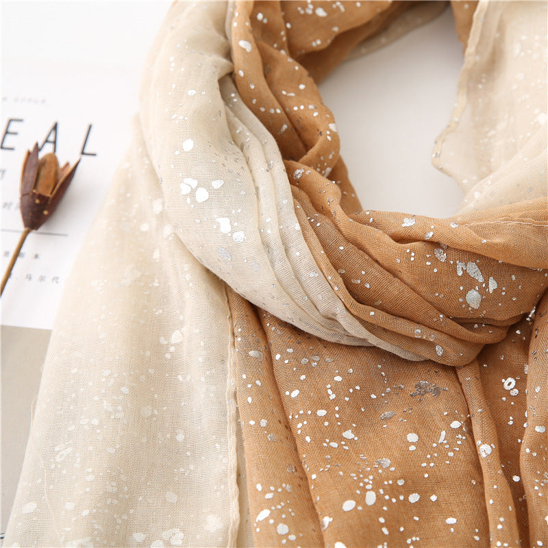 Hot Silver Gradient Personalized Scarf Thickened Warm Scarf Dual-use Shawl