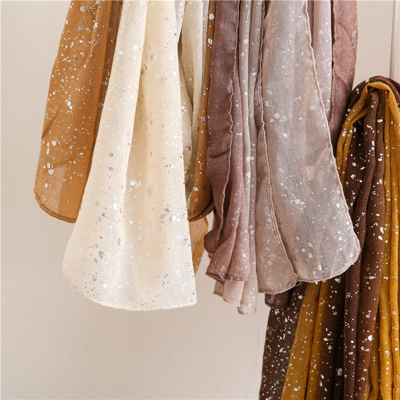 Hot Silver Gradient Personalized Scarf Thickened Warm Scarf Dual-use Shawl